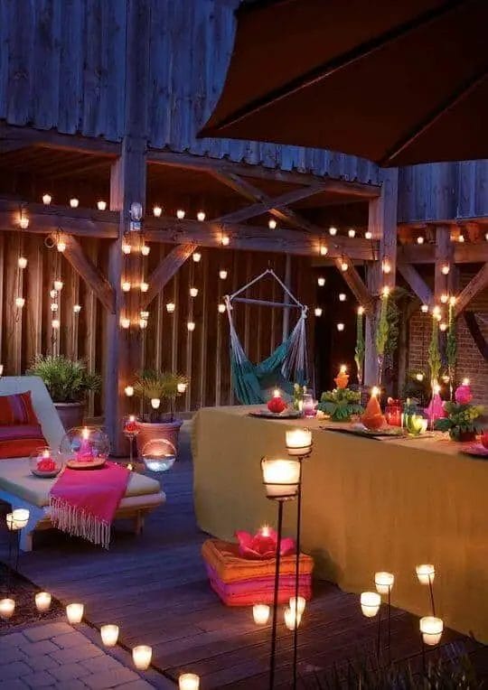 A great Bohemian garden needs some places where you can sit and enjoy everything. It makes a lot of sense to bring in some Bohemian styled furniture like your small couch and seats outside.