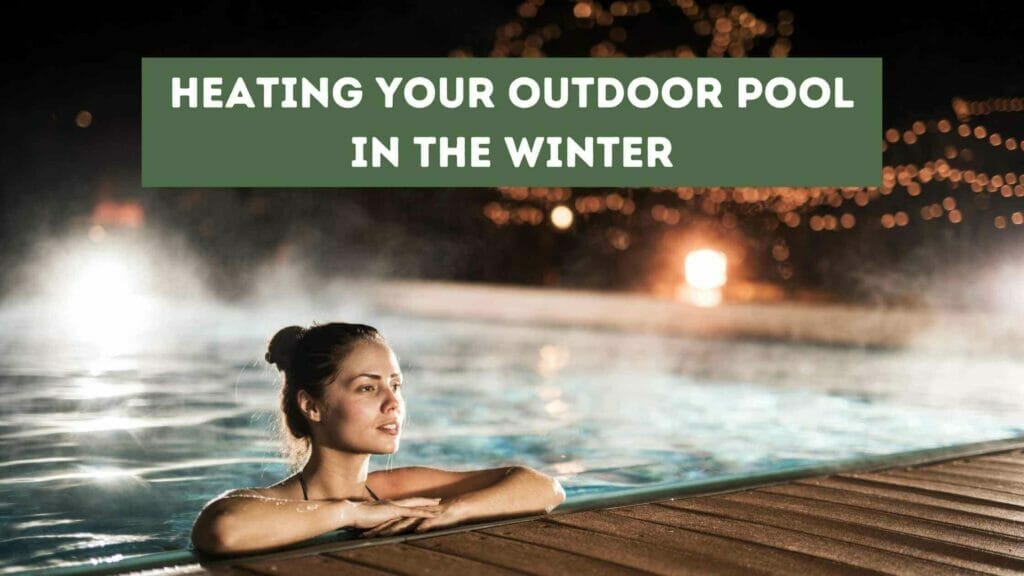Photo of a woman in a heated outdoor pool in the winter. Heating Your Outdoor Pool in the Winter.