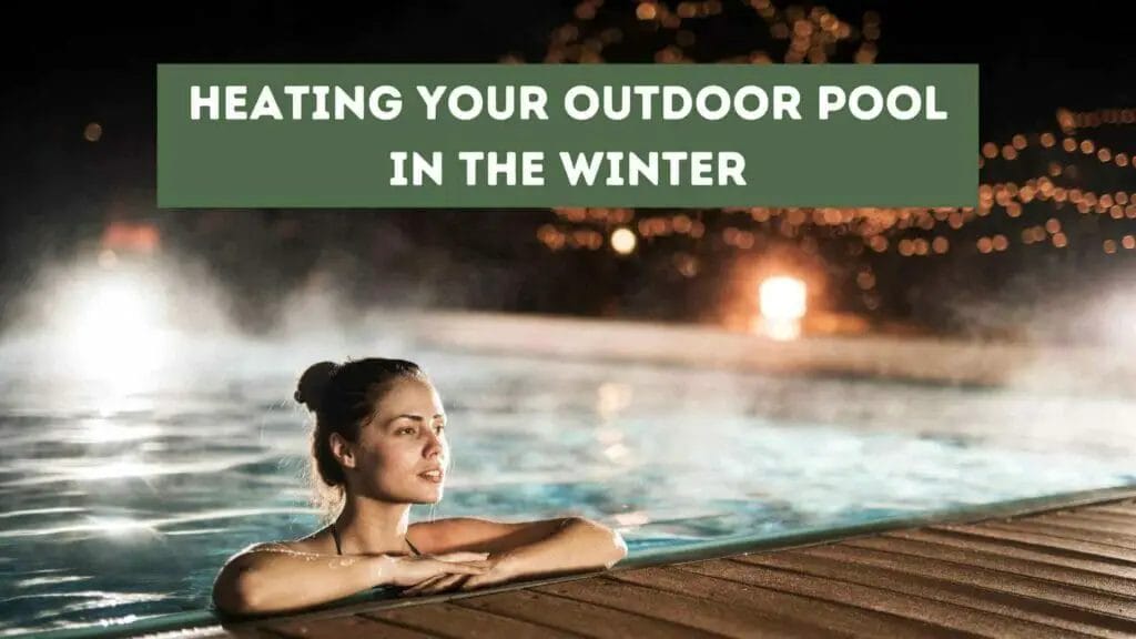 Photo of a woman in a heated outdoor pool in the winter. Heating Your Outdoor Pool in the Winter.